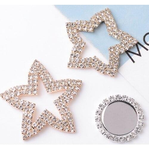 2 pcs Crystal accessories welding claw chain stars round base diamond buckle jewelry alloy accessories diy clothing bag material