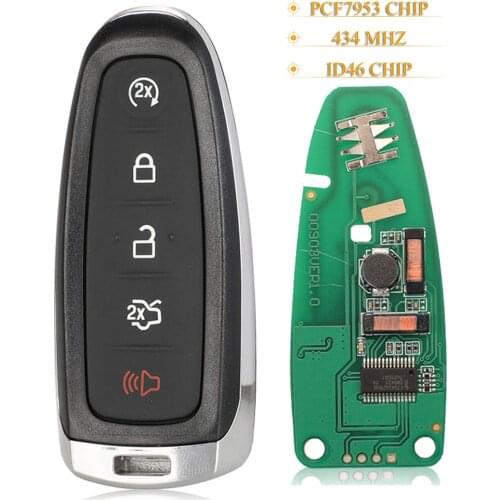 Kutery 5pcs 5 Buttons Remote Key Fob 434MHZ ID46 PCF7953 Chip For Ford Edge Escape Explorer Taurus Flex Focus