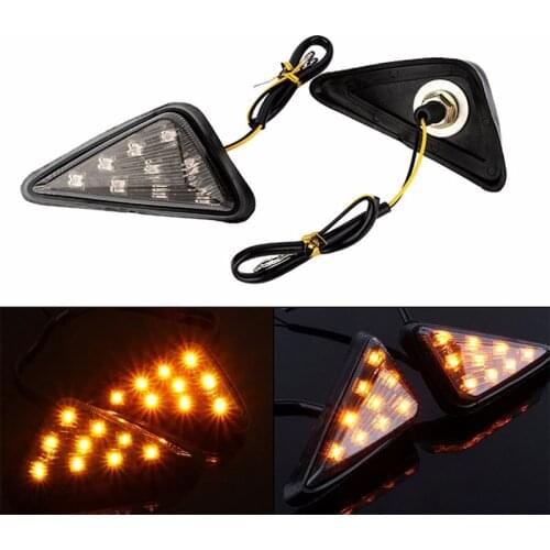 2pcs/set Motorcycle LED Turning Signals Light Smoke Triangle Flush Mount Motorbike LED Turn Signals Blinker Flashing Lights