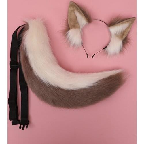 Girls Animal Dog Ears Tail Set Plush Hair Hoop Lolita Lovely Party Headdress Anime Cosplay Party Kawaii Accessorie