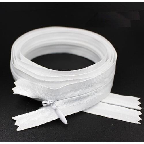 1pieces 3# 100cm 1meter Long Invisible Zippers White Color DIY Nylon Coil Zipper For Sewing Clothes Tailor Tool