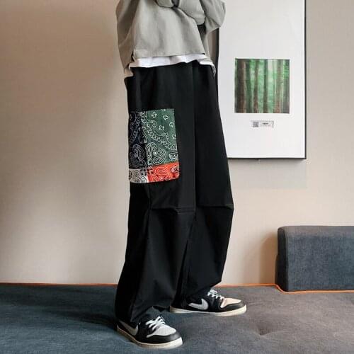 New Men Harajuku Harem Pants 2021 Loose Mens Streetwear Vintage Joggers Pants Male Casual Korean Fashions Black Trousers