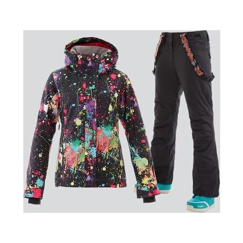 New GSOU SNOW Waterproof Ski Suit Women Ski Jacket Pants Female Winter Outdoor Skiing Snow Snowboard Jacket Pants Snowboard Sets