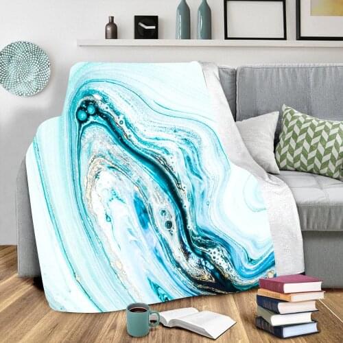 Marble Stripe Fashionable Printing Blanket Antistatic Anti Pilling Flannel Double Layer Comfortable Warm Travel Home Portable