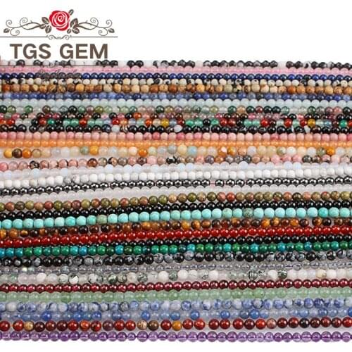 Natural Stone Agates Amazonite Garnet Turquoises lapis lazuli Round Loose Beads for Jewelry Making DIY Bracelet Necklace 2mm 3mm