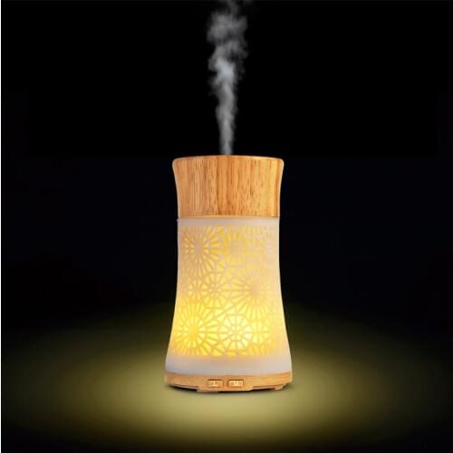 New Hollow Vase Aroma Diffuser Ultrasonic Home Essential Oil Diffuser 120ml Air Humidifier LED Color Light Desktop Purifier