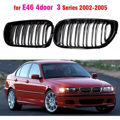 Glossy Black Front Hood Kidney Grille Grill for BMW E46 2002-2005 4D Sedan 320i 325i 325xi 330i 330xi