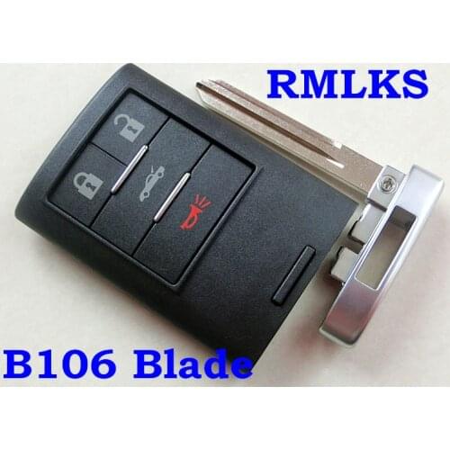 RMLKS Replacement Key Shell Fit For CADILLAC CTS XLR Smart Remote Key Case Fob 4 Buttons Uncut HU100 B106 Blade