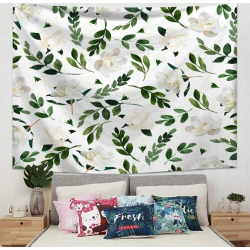 Rose Gloden Flowers and Leaves Tapestry for Livingroom Photography Wall Decor