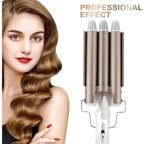 Professional Triple Barrels Curling Iron Large Three-Stick Curler Egg Roll Head Ceramic Hair Curlers for Salon Home