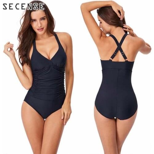 One Piece Swimsuit high quality Push Up Black Retro Mesh Swimwear Halter Strap Padded Bandage Beach Bikini Color Matching SECENS