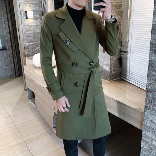 Autumn Fashion Double Breasted Long Loose Windbreaker Self-cultivation Male Abrigo Hombre Trench Coat Men