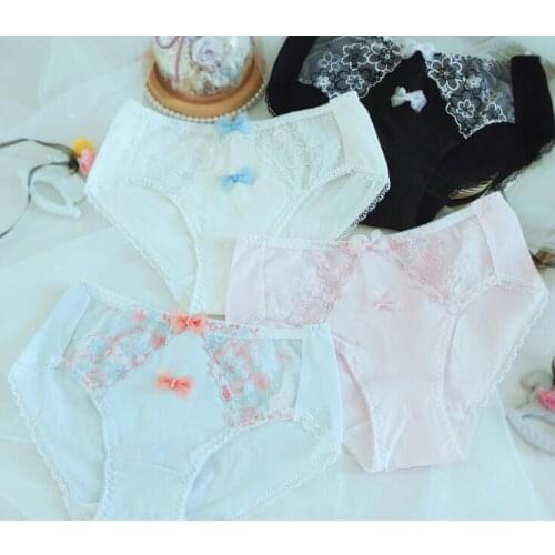 2019 New Arrival 100% Real Photo 3L 4L 5L 6L Plus Size Big Size Lolita Embroidery Cotton Panties Underwear brief Thong WP588