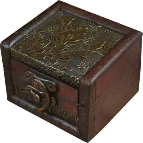 68x43x52mm Vintage Jewelry Box Small Wooden Lock Jewelry Holder/Necklace Case/Bracelet Storage Box/Gift Box/Pendant Display Box