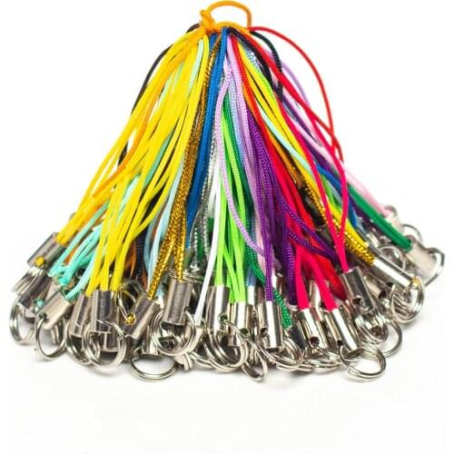 100pcs color polyester double ring lanyard jewelry lanyard mobile phone with craft pendant DIY handmade materials