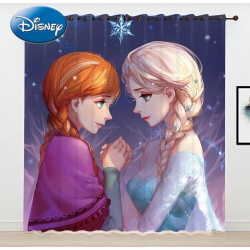 Disco Childrens Room Curtains Frozen ELSA Princess Wind Fantasy Cute Floor-to-ceiling Bay Window Shading Girls Bedroom