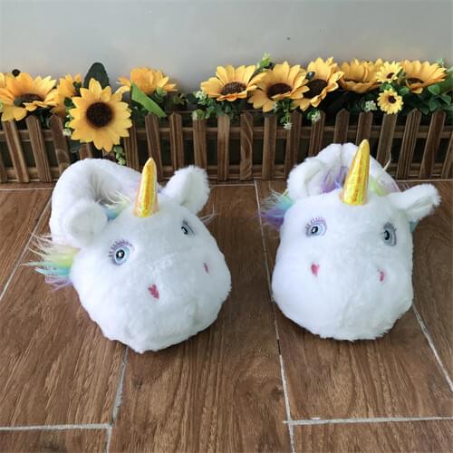 Womens Winter Cotton Shoes Cute Cartoon Unicorn Slippers Casual Home Warm House Shoes Ladies35-43 Indoor Floor Snug Sneakers