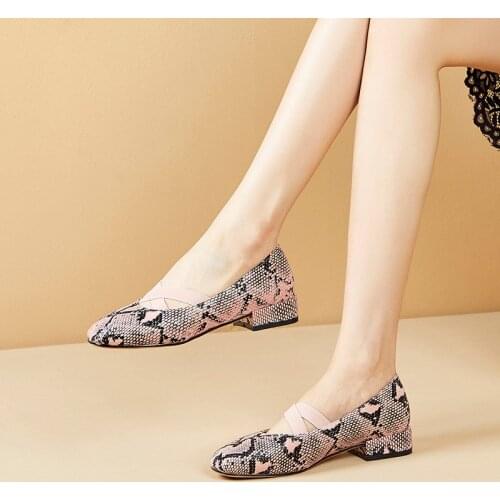 Elastic Band Low Heel Shoes Woman Ballet Flats Slip On Ladies Casual Shoes Plus Size 33-48 46 Snakeskin Women Flat Loafers Shoes