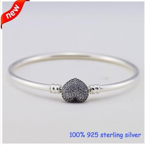 Bracelet pulseira Love Heart-shaped BangleS & Bracelets for Women Masculina Feminina 925 sTERLING Silver