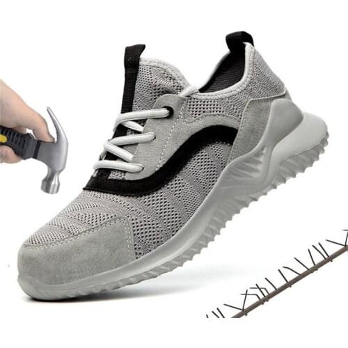 2020 Summer Breathable Mesh Safety Shoes Male Anti-smashing Anti-Puncture Steel Toe Cap Work Shoes Male Anti-skid Hiking Boots