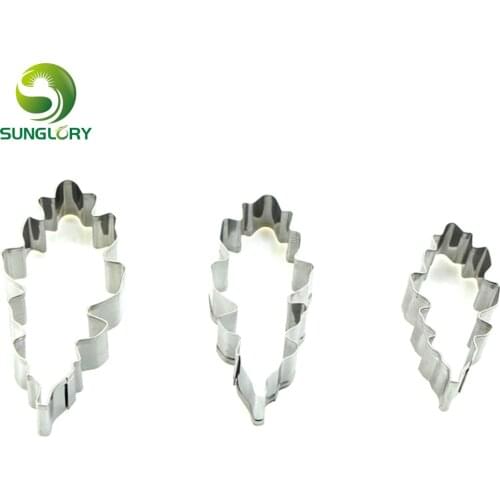 3PCS Stainless Steel Senecio Cineraria Cutters Set Silver Dusty Miller Cookie Cutter Sugar Paste Cookie Mold Leaf Biscuit Mold