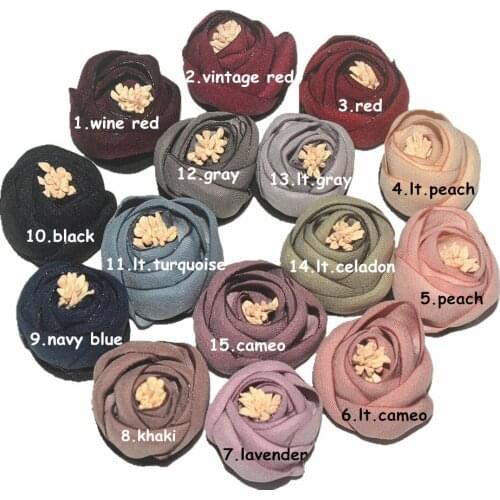 30 pcs/lot ,3cm rose flower with stamen chiffon flower DIY apparel hair accessories headband Corsage Supplies