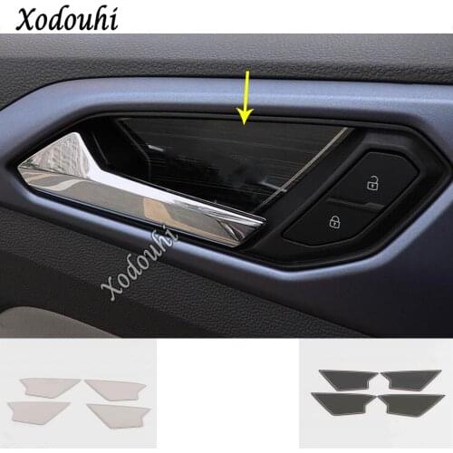 For Volkswagen VW T-cross Tcross 2018 2019 2020 Car Cover Stick Trim Stainless Steel Door Inner Handle Bowl Frame Panel 4pcs
