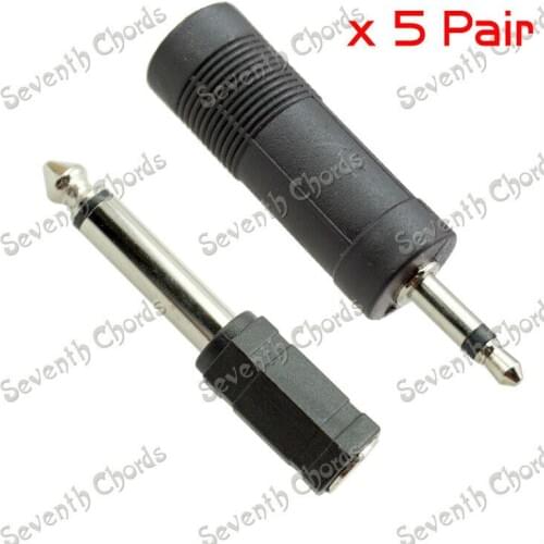 5 Pair 6.35 Female To 3.5 Male & 3.5 Female To 6.35 Male Mono Guitar Cable Microphone Audio Converter Adapter Coupler Connector