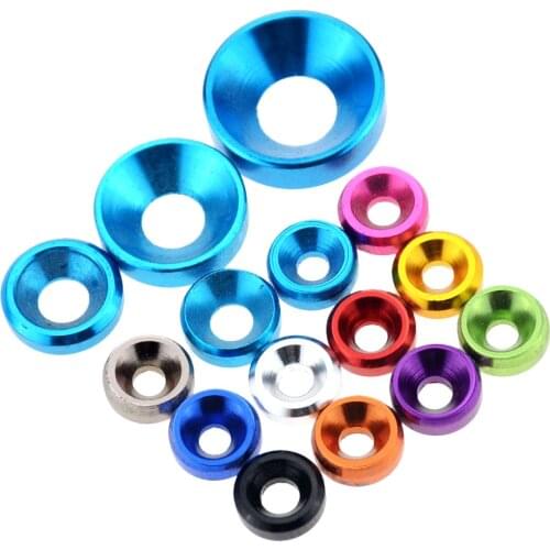 5PCS M2 M2.5 M3 M4 M5 Aluminum Colorful Anodized Countersunk Head Bolt Washers Alloy Gasket Car Accessories Model Dedicated