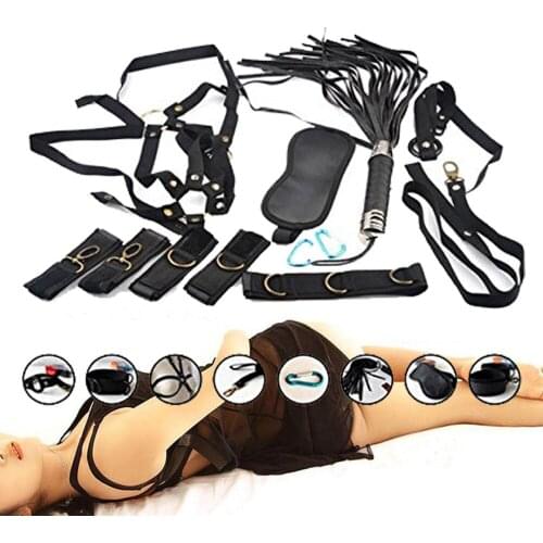8 Pcs SM Sexy Erotic Suit Adult Sex Toys Nylon Handcuff Bondage Kit Suit Ball Whip Kit Bondage Set Couple For Fun Games