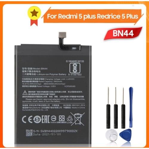Xiao Mi Xiaomi BN44 Phone Battery For Xiao mi Redmi 5 plus 5.99" Redrice 5 Plus BN44 4000mAh Original Replacement Battery + Tool