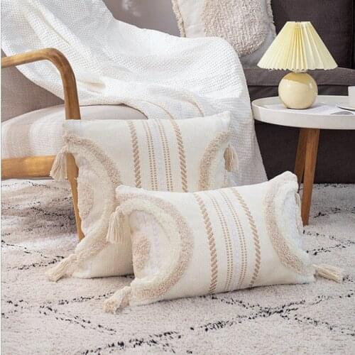 White Black Moroccan Cushion Cover Boho Ethnic Embroidery Pillow Cover 45x45cm Home Decoration Sofa Pillowcase Pillowsham
