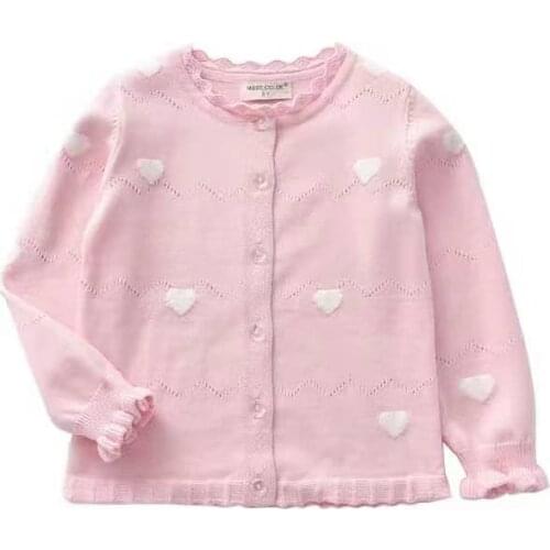Princess Lace Doll Collar kids Knitted Cardigan Love Cute Girls' Tops Childrens Knitwear Spring toddler girl cardigan