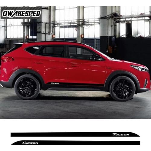 For-Hyundai Tucson 2015-2018 Car Styling Both Side Skirt Sticker Auto Body Decor Vinyl Decal Carbon Fiber Sport Stripes