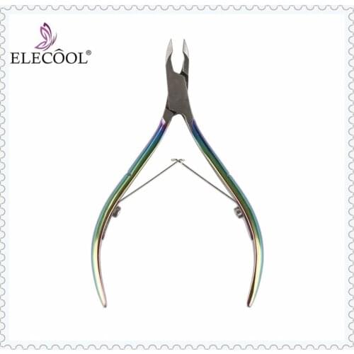 ELECOOL Nail Cuticle Nipper Rainbow Stainless Steel Clipper Scissor Dead Skin Remover Plier Manicure Nail Art Tool