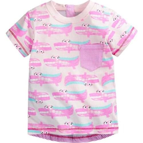 New Summer Cotton Printed Short Sleeve Baby Girls T shirt Brand Round Neck Childrens Clothes Kids Tops Tee 18mths-6 yrs