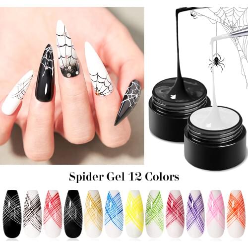 MEET ACROSS Spider Web Gel Nail Polish Creative Colorful Painting Gel Nail Polish DIY Nail Art Design Pull Silk Line Gel Lacquer