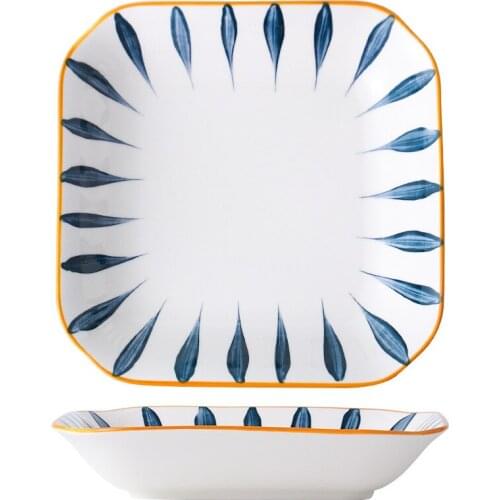 8-Inch Square Porcelain Dinner Plates Pizza Pasta Serving Dishes Japanese Style Tableware Dessert Dishes