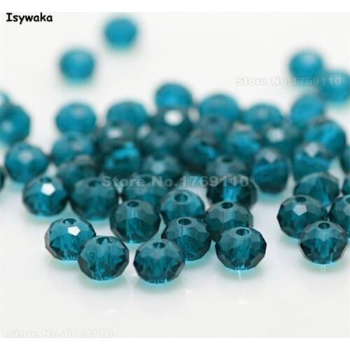 Isywaka Green Blue Color 4*6mm 50pcs Rondelle Austria faceted Crystal Glass Beads Loose Spacer Round Beads for Jewelry Making