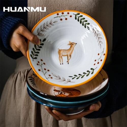 Ceramic Bowl Animal Design Japanese Noodle Restaurant Ramen Soup Bowl Creative Single Noodle salad Restaurant Bowl Household