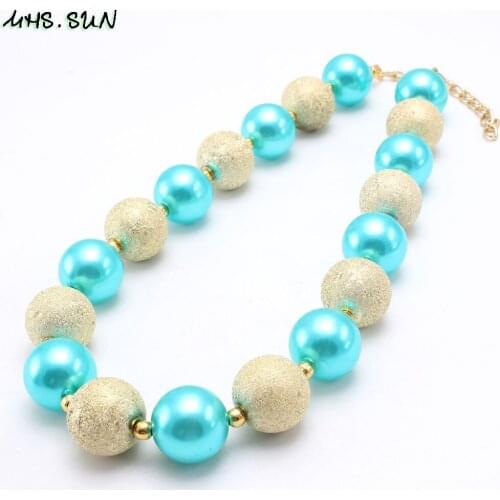 MHS.SUN fashion baby chunky beads necklace diy handmade bubblegum pearl necklace for kids/girls/children jewelry gift 1pc/lot