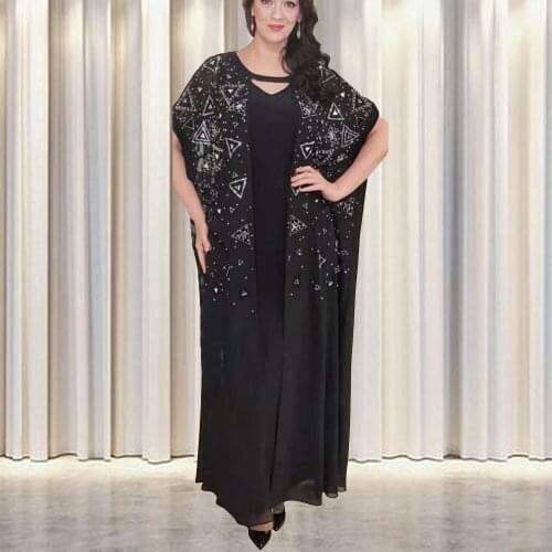 Muslim Dress Triangle Applique Lady Party American Clothing Abaya Dubai African Design Flared Sleeves Loose Robe Gowns