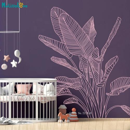 Bird Of Paradise Tropical Rainforest Plant Wall Stickers Modern Home Décor Living Office Shop Decals Exquisite Artwork YT5366