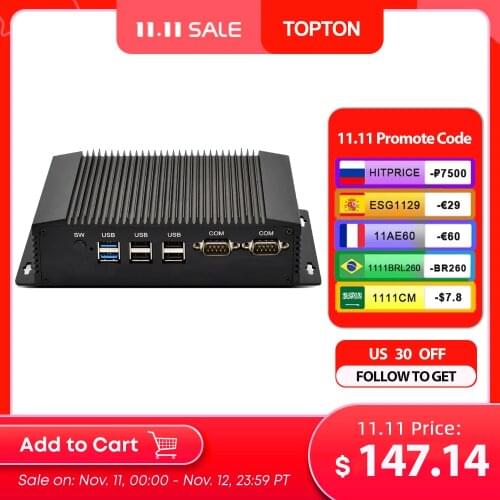 New Arrival 10th Gen Intel Core Industrial Pc i7 i5 Celeron J4125 Fanless Rugged Computer 2 Lans 2 Rs232 Windows 10 Pro Desktop