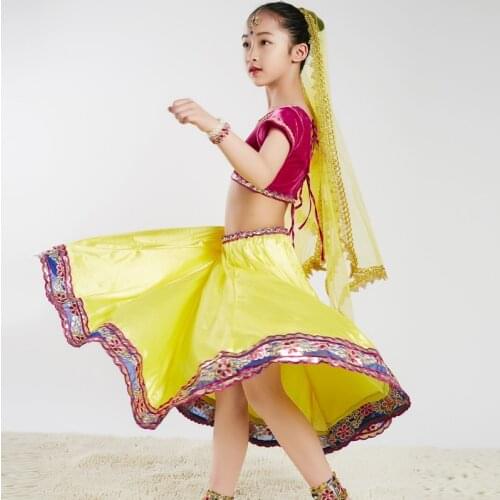 2021 New Indian Bollywood Dance Dress For Girls Belly Dance Stage Performance Clothes Oriental Traditional Clothing DQL5164