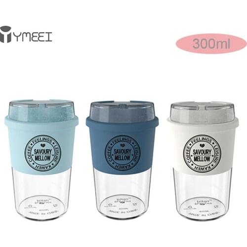 YMEEI 300ML Portable Tritan Coffee Mug Anti-Scalding Tea Milk Water Bottle Leak-proof Plastic Coffee Mug For Gifts Drinkware