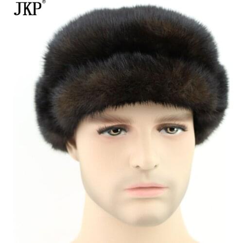 Handmade Mens Russian Wholeskin Visera Mans Winter Hats Real Warmers Fashion Real Fur Mink Hat free shipping ZD-07