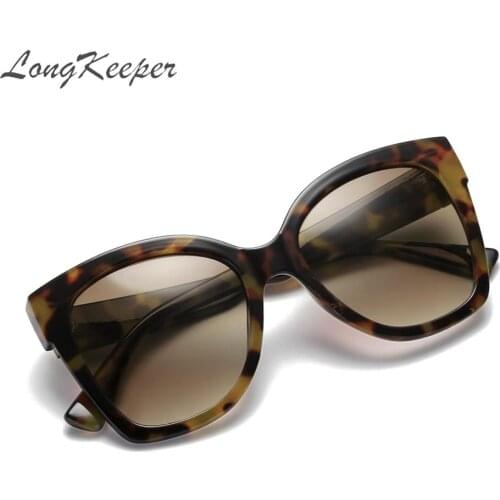 LongKeeper Brand Designer Cat Eye Sunglasses Women Oversized Frame Vintage Gradient Sun Glasses Oculos Feminino UV400