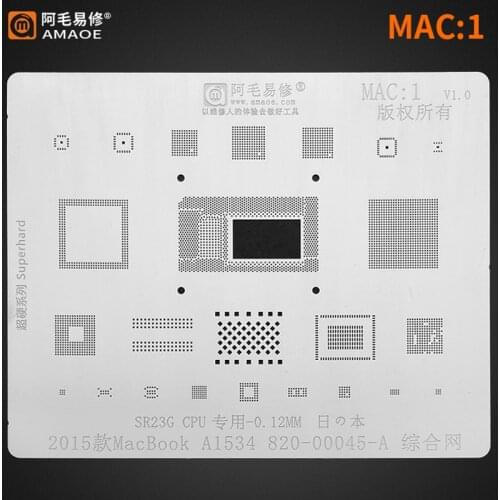 Amaoe MAC1 BGA Stencil For Macbook 2015 A1534 820-00045-A CPU SR23G RAM/Wifi/PM Power IC/Nand Tin Plant Net Solder Steel Mesh