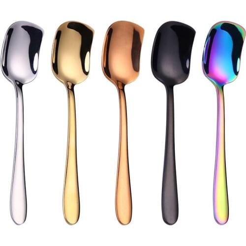 Creative fashion 304 stainless steel tableware ice cream gold plated dessert long handled spoon stir coffee teaspoon